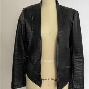 Zara Black Moto Biker Faux Leather Jacket